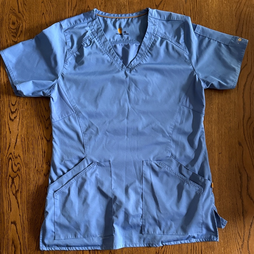 Carhartt Light Blue V-Neck Scrub Top.